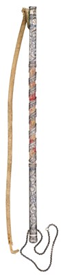 Lot 31 - A CAUCASIAN RIDING CROP WITH NIELLOED SILVER MOUNTS, DATED 1360 AH CORRESPONDING TO 1941 AD