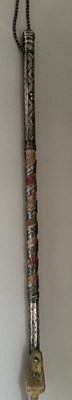 Lot 31 - A CAUCASIAN RIDING CROP WITH NIELLOED SILVER MOUNTS, DATED 1360 AH CORRESPONDING TO 1941 AD