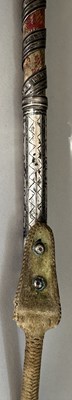 Lot 31 - A CAUCASIAN RIDING CROP WITH NIELLOED SILVER MOUNTS, DATED 1360 AH CORRESPONDING TO 1941 AD