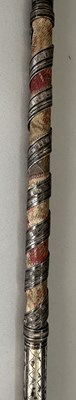 Lot 31 - A CAUCASIAN RIDING CROP WITH NIELLOED SILVER MOUNTS, DATED 1360 AH CORRESPONDING TO 1941 AD