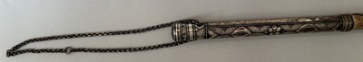 Lot 31 - A CAUCASIAN RIDING CROP WITH NIELLOED SILVER MOUNTS, DATED 1360 AH CORRESPONDING TO 1941 AD