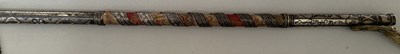 Lot 31 - A CAUCASIAN RIDING CROP WITH NIELLOED SILVER MOUNTS, DATED 1360 AH CORRESPONDING TO 1941 AD
