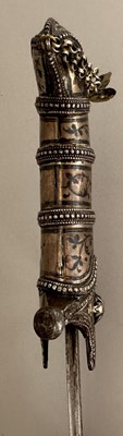 Lot 25 - A CAUCASIAN SWORD WITH NIELLOED SILVER MOUNTS, 19TH CENTURY