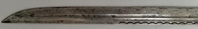 Lot 25 - A CAUCASIAN SWORD WITH NIELLOED SILVER MOUNTS, 19TH CENTURY