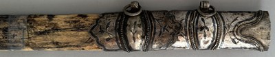 Lot 25 - A CAUCASIAN SWORD WITH NIELLOED SILVER MOUNTS, 19TH CENTURY