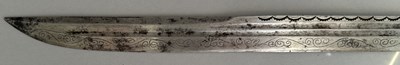 Lot 25 - A CAUCASIAN SWORD WITH NIELLOED SILVER MOUNTS, 19TH CENTURY