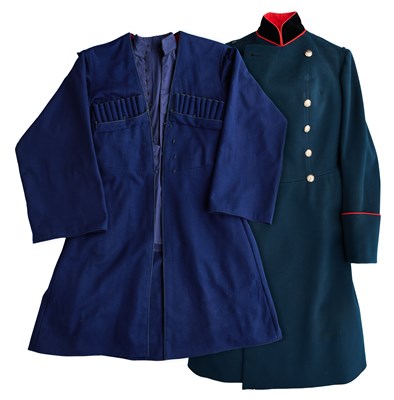 Lot 55 - AN IMPERIAL RUSSIAN GREATCOAT, AND A COSSACK COAT AND SHIRT, LATE 19TH/EARLY 20TH CENTURY