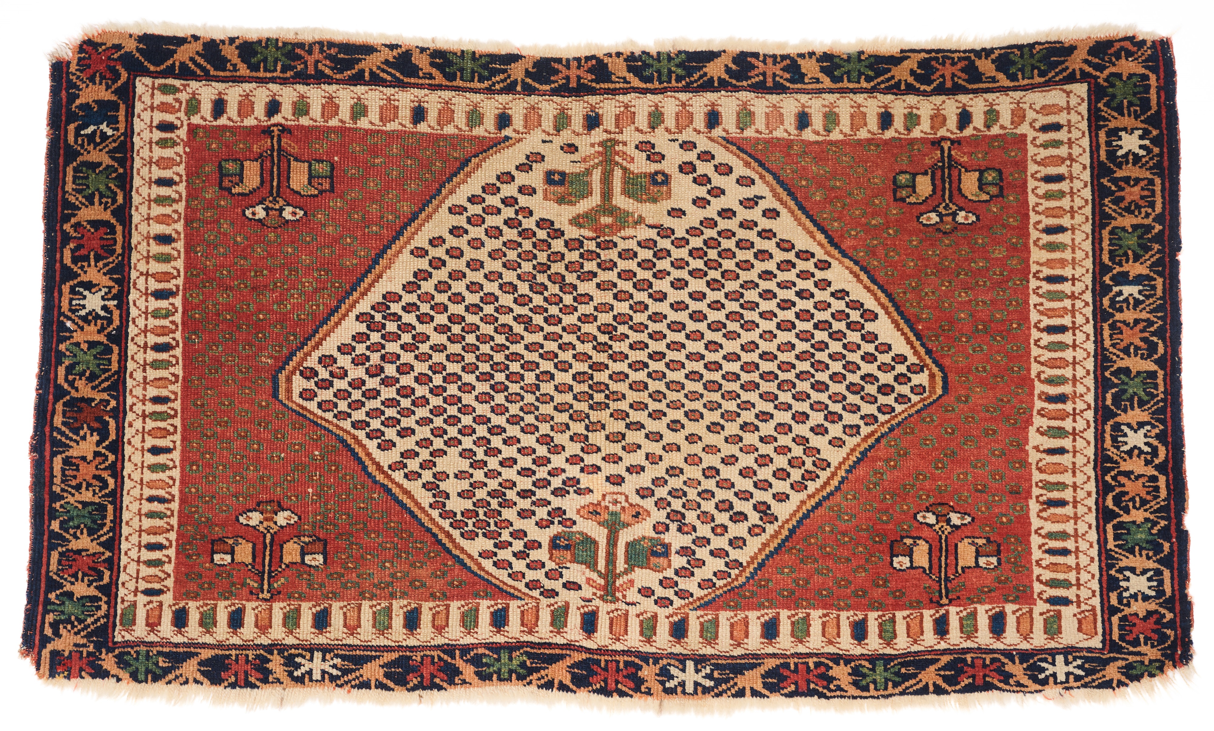 Lot 220 - AN AFSHAR 'LOZENGE' BAG FACE, SOUTH PERSIA,