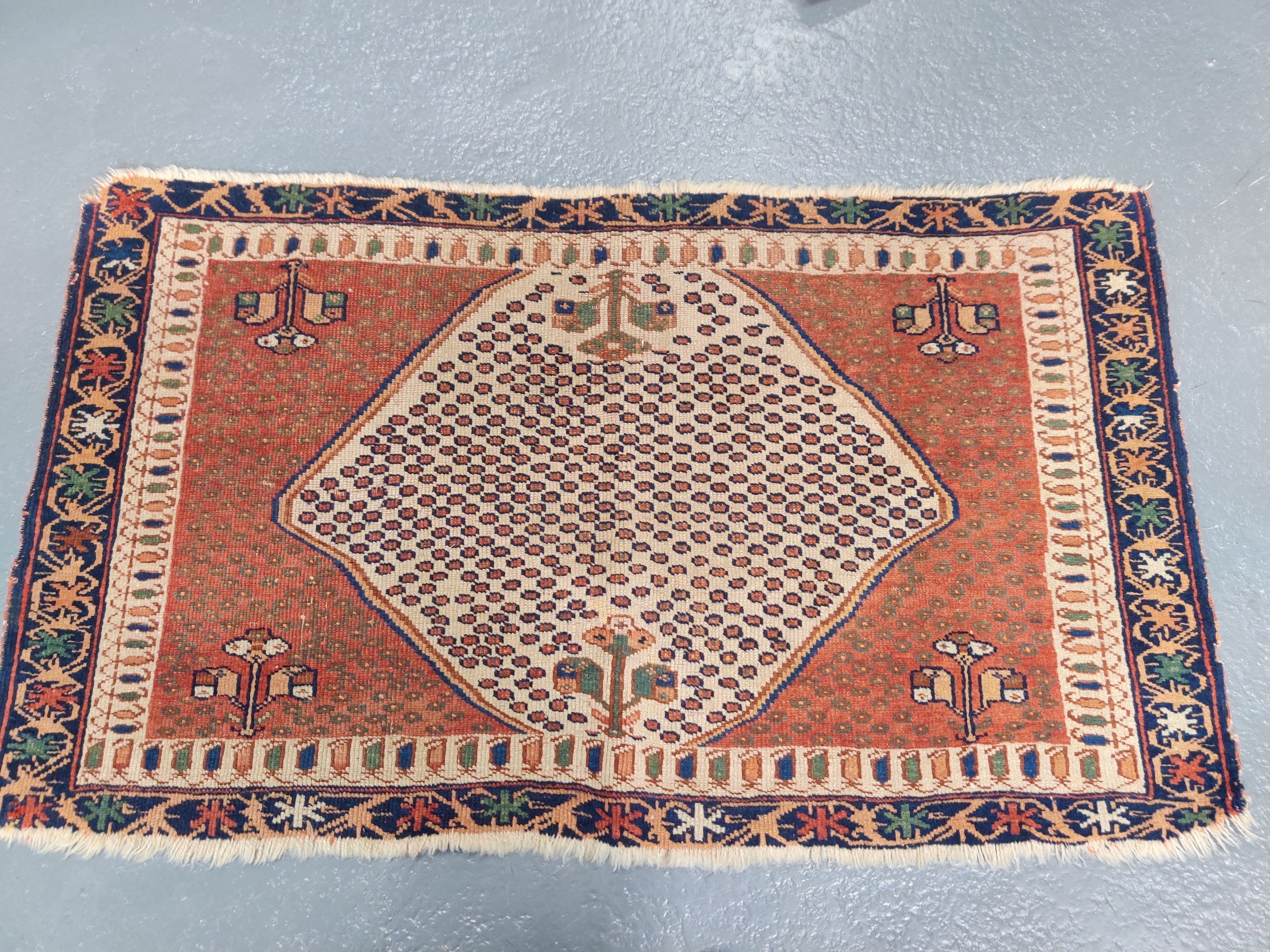 Lot 220 - AN AFSHAR 'LOZENGE' BAG FACE, SOUTH PERSIA,