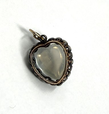 Lot 325 - VICTORIAN MOONSTONE AND DIAMOND PENDENT HEART, 1890s