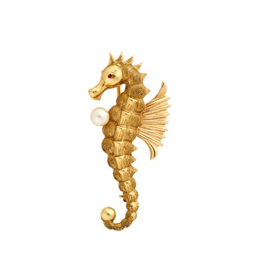 Lot 341 - SEAHORSE BROOCH, 1960s