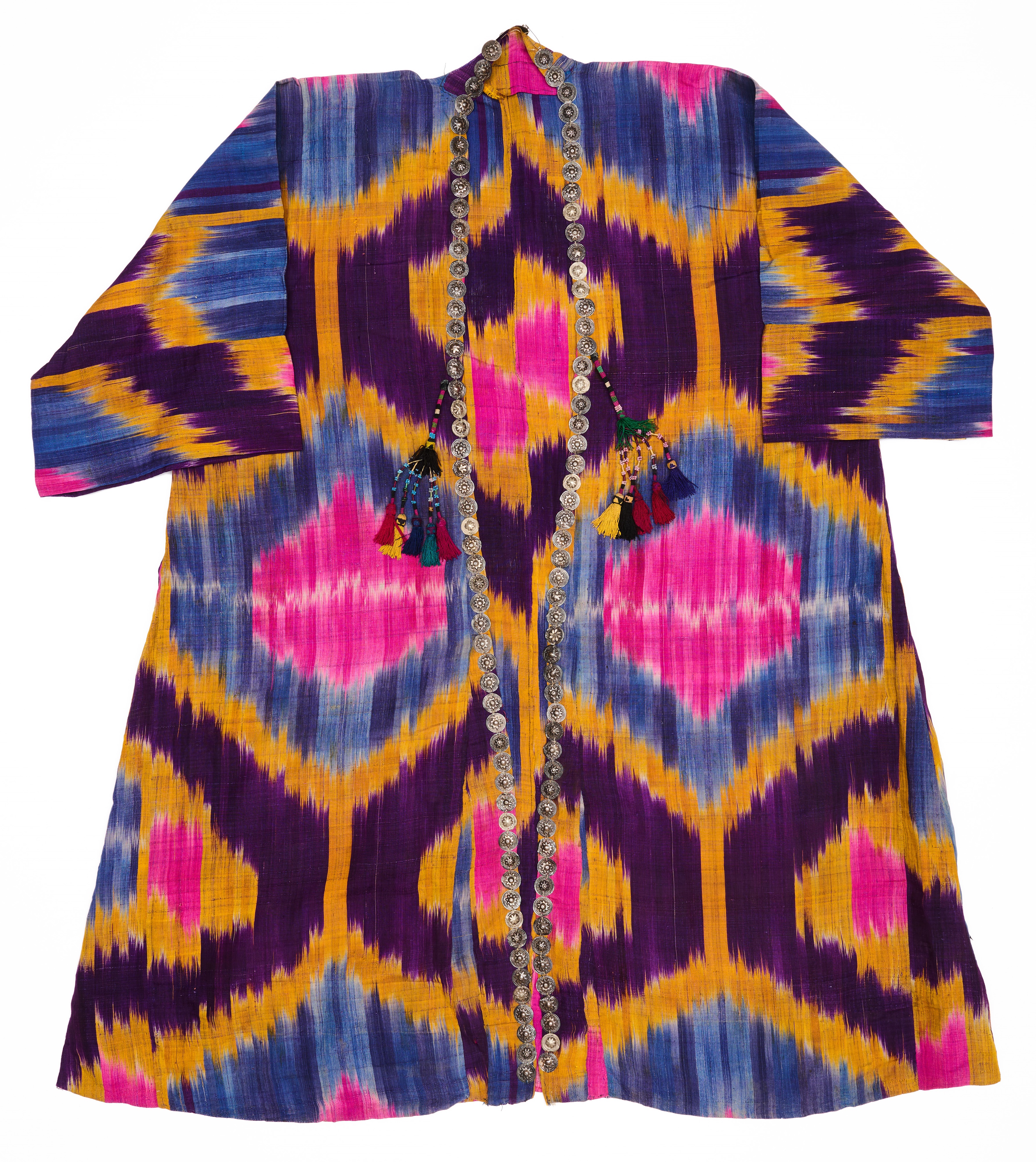 Lot 72 - AN IKAT CHAPAN, UZBEKISTAN, FIRST HALF 20TH