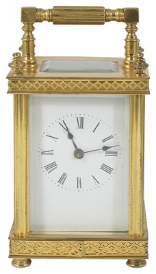 Lot 431 - A FRENCH GILT-BRASS CARRIAGE CLOCK