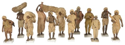 Lot 118 - TWELVE CLAY FIGURES OF INDIAN CHARACTERS