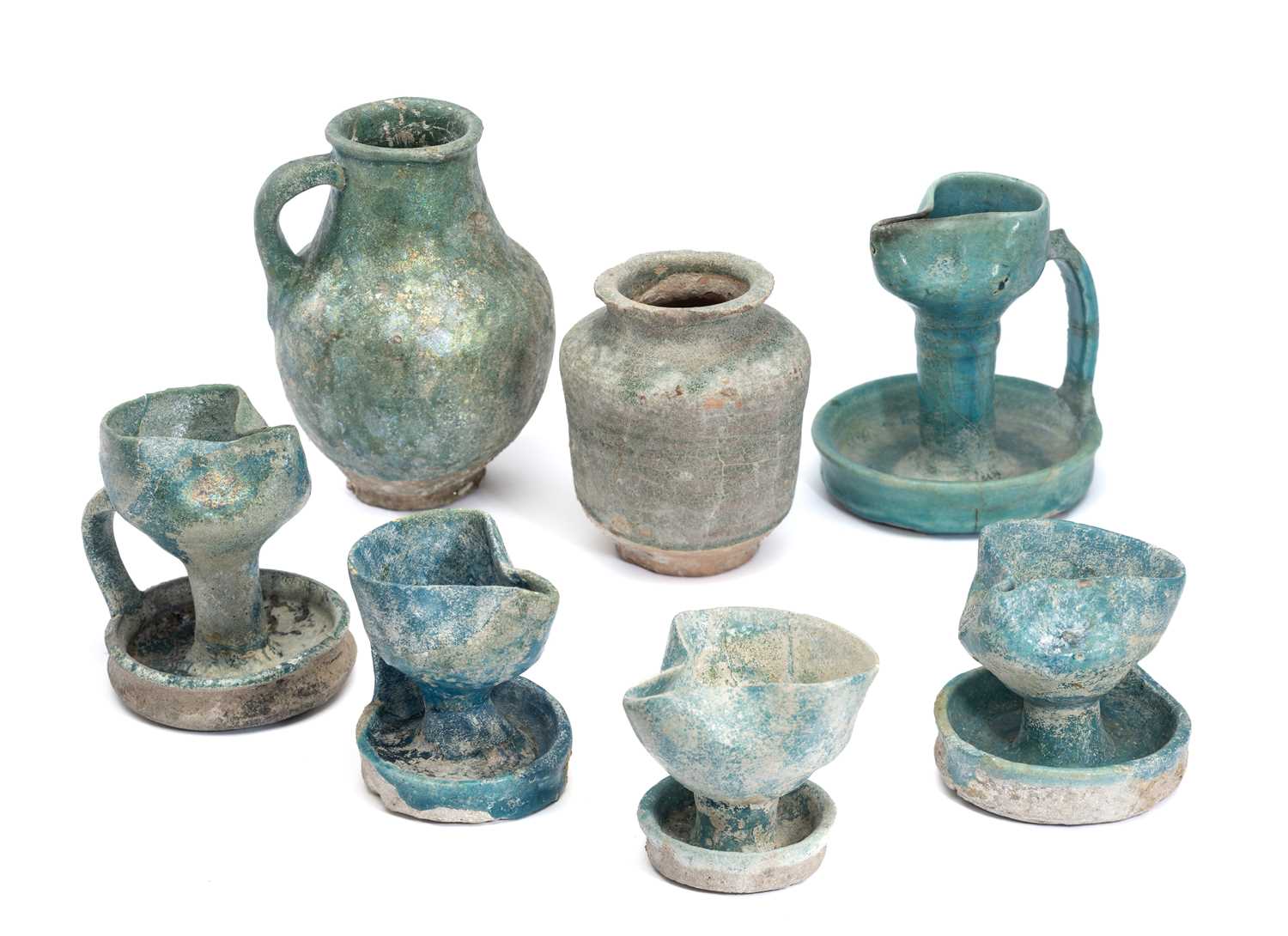 Lot 92 - □ ELEVEN GLAZED POTTERY VESSELS, PERSIA AND MESOPOTAMIA, 9TH-15TH CENTURIES