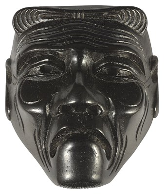 Lot 367 - ~A JAPANESE EBONY MASK NETSUKE OF SANKOJO