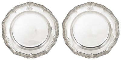 Lot 672 - A PAIR OF GEORGE III SILVER DINNER PLATES