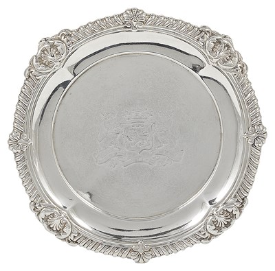 Lot 373 - A GEORGE III SILVER WAITER