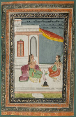 Lot 206 - TWO LADIES SEATED ON A TERRACE, HYDERABAD, 18TH CENTURY