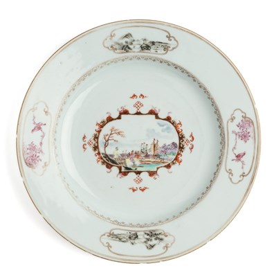 Lot 42 - A CHINESE EXPORT EUROPEAN-SUBJECT DISH, QING DYNASTY, QIANLONG PERIOD (1736-95)