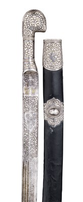 Lot 108 - A CAUCASIAN SILVER-MOUNTED SWORD (SHASQA)