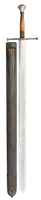 Lot 173 - A GERMAN CROSS-HILTED HUNTING-SWORD WITH EXTREMELY RARE ETCHED CALENDAR BLADE