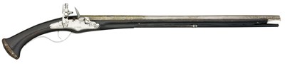 Lot 230 - A RARE EARLY LONG FLINTLOCK OFFICER'S HOLSTER PISTOL