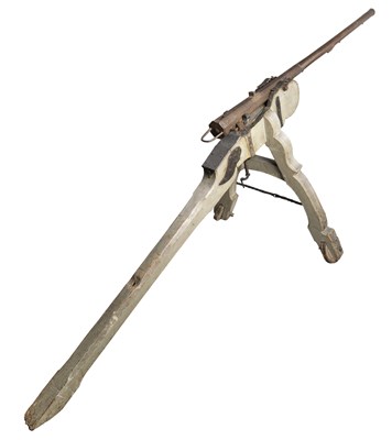 Lot 259 - A RARE GERMAN 6-BORE HAND-IGNITED IRON BREECH-LOADING WALLGUN (BOCKBÃœCHSE)