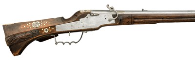 Lot 281 - A RARE 17-BORE GERMAN SNAP-MATCHLOCK TARGET RIFLE