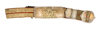 Lot 398 - AN EDWARDIAN INDIAN ARMY SILVER BELT POUCH AND CROSS BELT