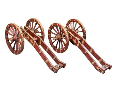 Lot 430 - A PAIR OF NORTH EUROPEAN SALUTING CANNON CARRIAGES