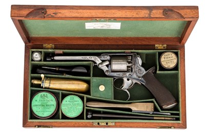 Lot 437 - THE CASED 54 BORE TRANTERS PATENT THIRD MODEL DOUBLE TRIGGER FIVE-SHOT PERCUSSION REVOLVER OF CAPTAI