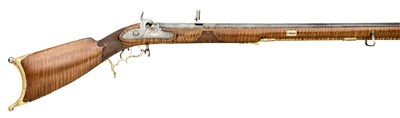 Lot 444 - A .650 CALIBRE SWISS PERCUSSION TARGET RIFLE BY SALOMON HEMMIG IN NOSSIKON, CIRCA 1850