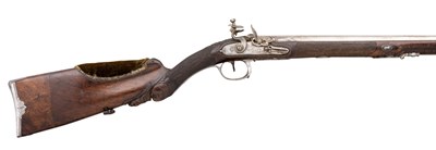 Lot 449 - A 25 BORE FRENCH FLINTLOCK SPORTING GUN BY BUHOT A ROUEN